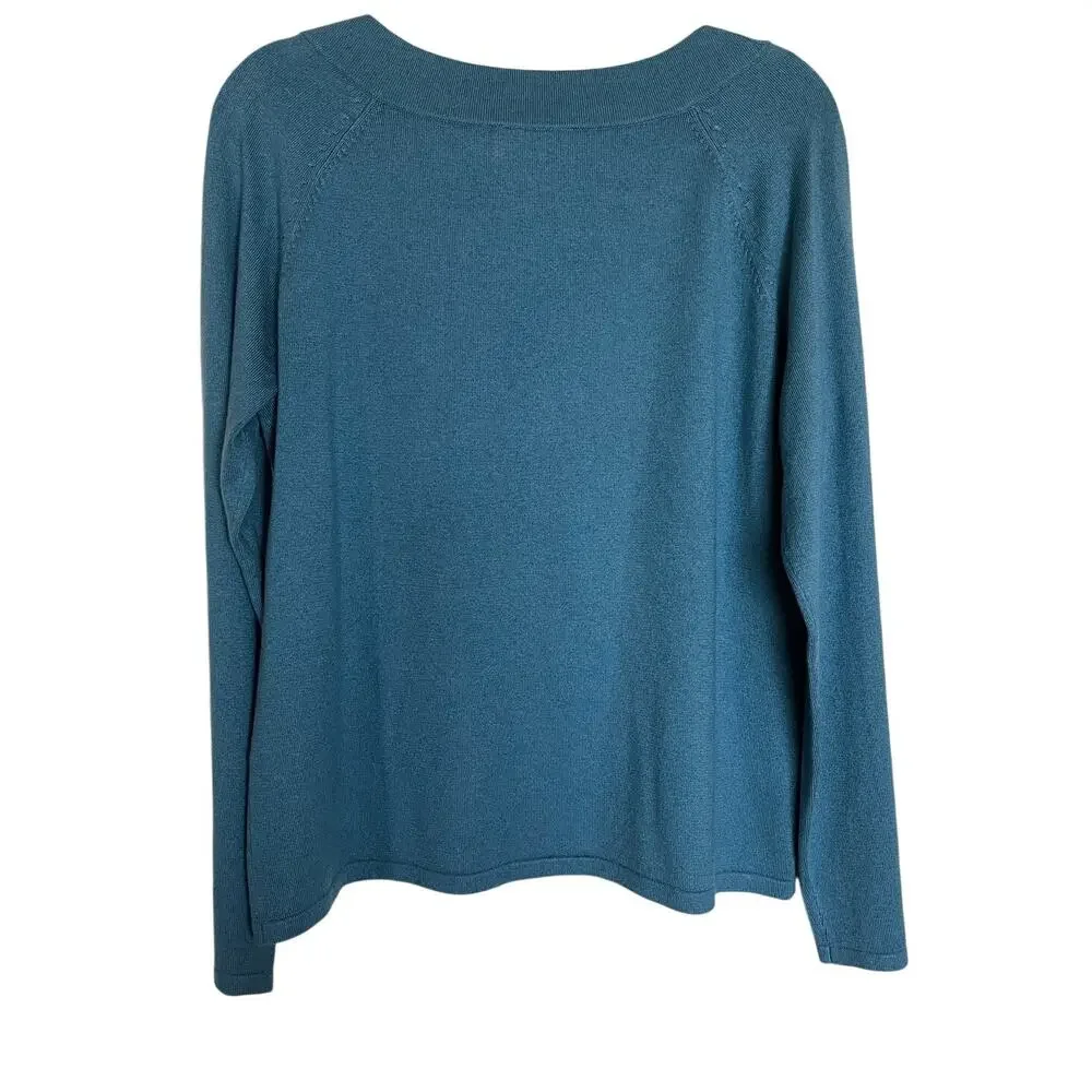 Pendleton | Size L Silk & Cashmere Blend Sweater Teal Blue